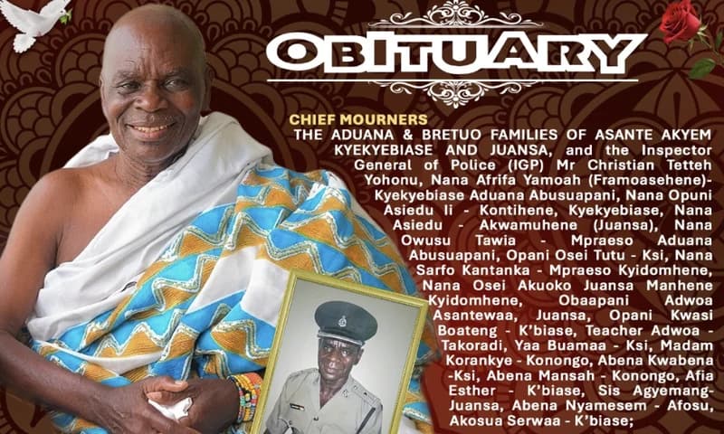 Ghana Police Service and Aduana Family Announce Funeral Rites for Retired Chief Superintendent Kwadwo Oppong