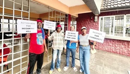 Some of the residents displaying placards during the demonstration
