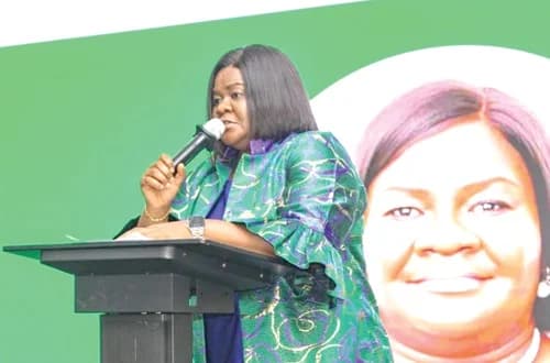 Dr Betty Anna (inset), Country Director of AGRA, addressing participants in the conference
