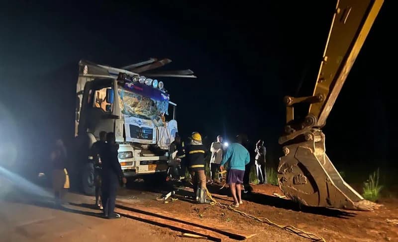 Ghana National Fire Service Rescues Victim After Head-On Collision on Kpetoe-Sarakope Road