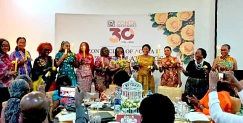 Nana Eduwaa Appiah (right), newly elected President, with the other executive members