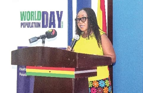 Angelina Osei Kodua-Nyanor, acting Executive Director, National Population Council, addressing journalists in Accra