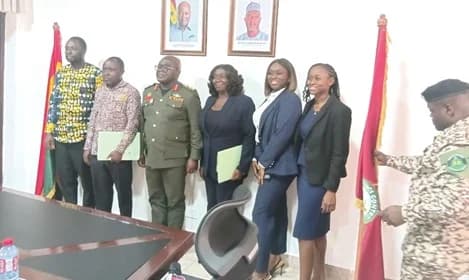 Maj. Gen. Maxwell Obuba Mantey (3rd from left), Director-General, Narcotics Control Commission, with representatives of the licensees