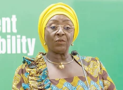 Abla Dzifa Gomashie (inset), Minister of Tourism, Culture and Creative Arts, speaking at the Accountability Series