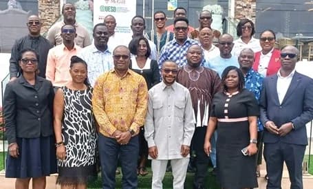 Prof Eric Nyarko Sampso (arrowed), Vice-Chancellor of University of Environment and Sustainable Development, with participants atfer the seminar