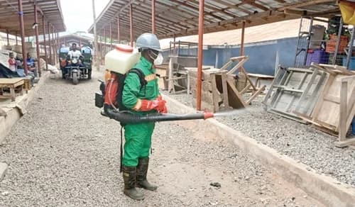 The mass spraying exercise is being undertaken at markets, lorry parks, places of convenience, refuse container sites and containers