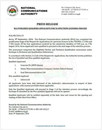 NCA Clears MTN, Telecel, and Goal for Next Stage of 5G Spectrum Licensing