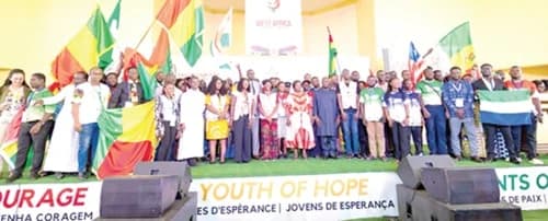 Prof. Naana Jane Opoku-Agyemang (arrowed), Vice-President, with some West African youth at the conference