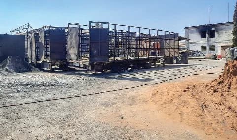 The scene at the Duraplast Company following the fire outbreak