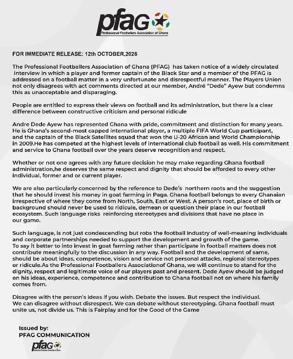 PFAG condemns Takyi Arhin for comments about André Ayew