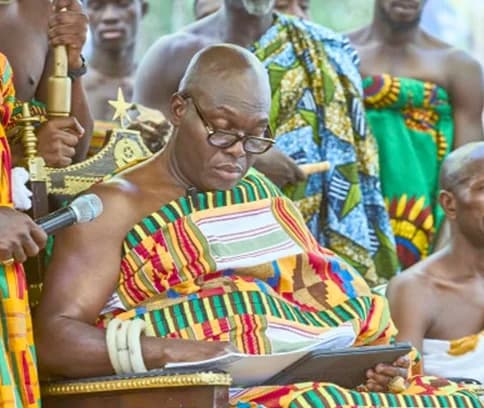 Odeneho Kwafo Akoto III, Paramount Chief of Akwamu Traditional Area, addressing the gathering