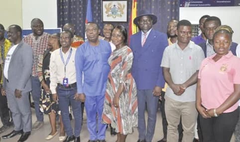 Professor Ben Q. Honyenuga (fifth from right), Vice Chancellor of HTU, and other members of the project teamProfessor Ben Q. Honyenuga (fifth from right), Vice Chancellor of HTU, and other members of the project team
