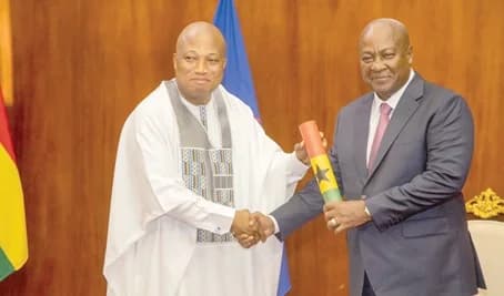 President John Dramani Mahama (right) and Samuel Okudzeto Ablakwa, Minister of Foreign Affairs