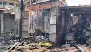 Kasoa: Firefighters pelted with stones over faulty fire tenders, 15 shops destroyed
